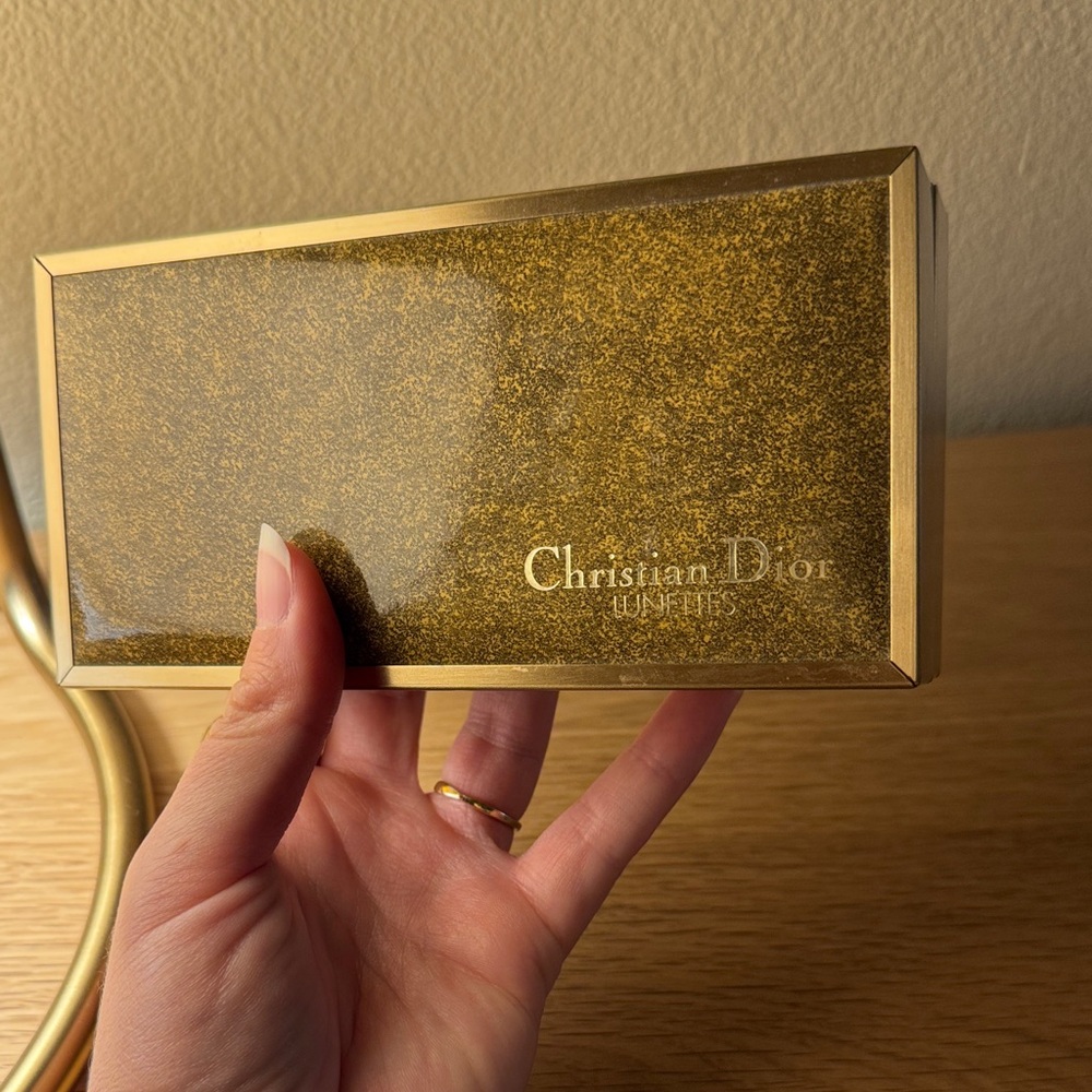 Vintage Dior Elegant Gold-Toned Eyewear Case